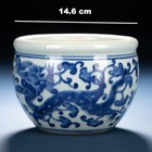 Chinese Antique Jardiniere Ming Dynasty Blue And White Dragon Porcelain Jar Bowl