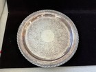 Vintage Wm Rogers 171 Silver Plated Etched Scroll Rim 12  Round Tray Serving Vtg