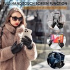 Winter Leather Gloves For Women  Touchscreen Texting Driving Medium A-black