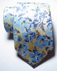 Classic Floral Jacquard Woven Silk Mens Tie Blue Beige Formal Neckwear