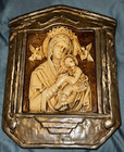 Antique Nuns Our Mother Of Perpetual Help Plaster Of Paris Wall Icon Plaque