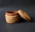 Makah Nootkah Native American Small Lidded Trinket Basket With Ducks Design Pnw 