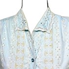 Vintage 60s 70s Light Blue Eyelet Blouse Broderie Anglaise Scalloped Lace Sz L