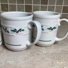 Set Of 4- Longaberger Pottery Christmas holly Berry 4    Coffee Mugs