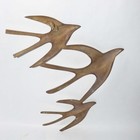 Vintage Brass Wall Sculpture 3 Flying Swallows Hollywood Regency Escher Style