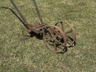 Antique Planet Jr Cultivator Wooden Handle Garden Ornament Cast Iron Wheels