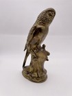 Vintage Solid Brass Parakeet Bird Sculpture 8    Tall Mcm Brass Animal Whimsical
