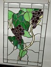 Vintage Leaded Stained Slag Glass Hanging Window Panel Grapevine 18  X 12 