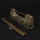 9cm Chinese Old Decoration Bronze Carving Person Lock And Key Can Use Collecting