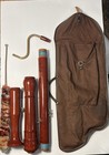 Vintage Wooden Bass Recorder In F W  Brass Bocal Case Swab As-is Repair
