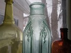 1860s Privy Dug Cathedral Pickle Bottle 11 3 8  Nice Arched Gothic Window Panels