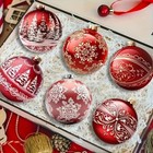 12pcs Christmas Ornaments Red Gift Ball Santa Snowflake Tree Hanging Decorations