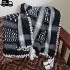 Palestine Keffiyeh Scarf Arab Shemagh Tassel Black White Cotton Wrap