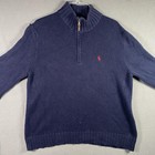 Polo Ralph Lauren Sweater Mens Xl Half Zip Pullover Red Pony Navy Blue