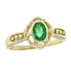 9k Yellow Gold Natural Emerald Vintage Style Engagement Ring