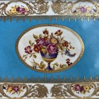Antique Sevres Style Porcelain Tray W  Ormolu Handles Blue Floral 11 5   