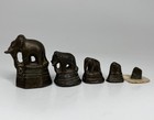 18th Century Burmese Opium Weight - Set Of Five Elephants  121 Total Grams 