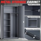 72  Lockable Heavy Duty Metal Storage Cabinet W  Hanging Rod   4 Shelves Gray