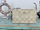 New Coach F87591 Double Corner Zip Wristlet Light Khaki   Chalk
