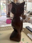 Vintage Mcm 11    Hand Carved Wooden Owl Sculpture Statue Figurine 1960 1970