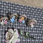 Capodimonte Porcelain Hand Painted Floral Napkin Rings Set Of 4 Purple Flower 