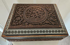 Antique Anglo Indian Hand Carved Inlayed Micro Mosaic Sandalwood Wooden Box 