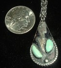 Old Handmade   Signed Navajo Pendant  Necklace  Robins Egg Turquoise 