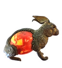 Victorian Antique Brass Rabbit Sewing Orange Celluloid No Tape Measure Rare