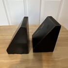 Vintage Wood Bookends Set Of 2  Black Wedge Floral Tulip Flower Grandma Core