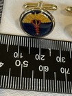 Vintage Gold Tone Blue Enamel Medical Caduceus Doctor Cufflinks