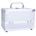 Sm-2176 Aluminum Makeup Train Case Jewelry Box Cosmetic Organizer With Mirror