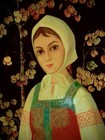 1983 Fedoskino Hand   painted Lacquer Miniature Panel