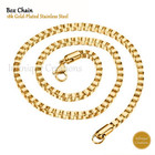 Stainless Steel Box Chain 18k Gold Plated 7-38  Men Women Necklace 1mm-4mm