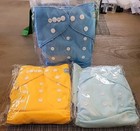 Alvababy Baby Cloth Diapers Adjustable Washable 3 Pack With 6 Inserts New