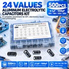 500pcs 24-value Aluminum Electrolytic Capacitors Assortment Kit