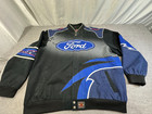 Jh Design Ford Racing Blue   Black Embroidered Snap Front Twill Jacket 3x 60-62 
