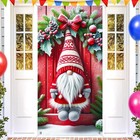 Christmas Door Cover 35x71 Inch Gnome Wreath Holiday Decor Christmas Door Banner