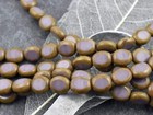  18  11x10mm Opaque Purple Travertine Table Cut Czech Glass Oval Beads