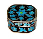 Vintage Sterling Silver Enamel Cloisonne Flower Floral Trinket Jewelry Pill Box