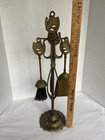 Vintage Brass Fireplace Tool Set Horse Head Shoe Equestrian 5 Pcs Tabletop 19 