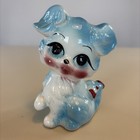 Vintage Mid Century Kitsch Ceramic Big Eye Blue Puppy Dog Figurine 5   