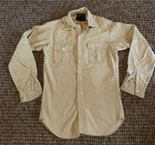 Vintage Eddie Bauer Chamois Shirt Mens Size M Yellow Long Sleeve Button Up 90s
