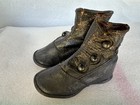 Vintage Antique Victorian Baby Toddler Fancy Black Leather Button Shoes