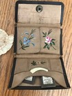 Antique Victorian Travel Sewing Kit Hand Painted Leather Case Complete Set