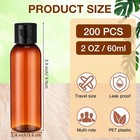 200 Pcs 2 Oz Brown Plastic Empty Bottles Small Travel Size Bottles With Flip Cap