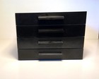 Vtg 60s 70s  Black And Tan 4 Drawer Plastic Desk Organizer Mcm Mod Space Age Vg