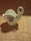Lefton China Porcelain Swan Bird Figurine With Floral Decal Gold Trim