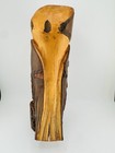 Vintage Hand-carved Wooden Owl  Signed Primitive Wood Decor 10 1 2    Free Ship