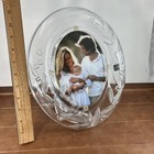 1990 s Vintage Mikasa Cherish 11  Crystal Glass Oval Flowers Picture Photo Frame