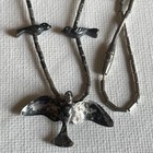 Vtg Native American Sterling Silver Bird Fetish Necklace 24   